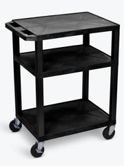 Luxor Utility Cart AV 18 X 24 X 34 Inch Black (3) 1.5 Inch Thick Flat Shelves