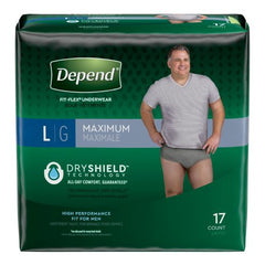 Kimberly Clark Male Adult Absorbent Underwear Depend® FIT-FLEX® Pull On with Tear Away Seams Large Disposable Heavy Absorbency - M-1090312-4270 - Case of 34