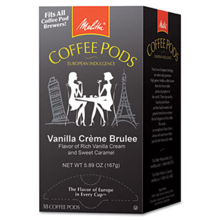 Melitta® Coffee Pods, Vanilla Creme Brulee, 18 Pods/Box