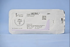 Suture with Needle Coated Vicryl Absorbable Coated Violet Suture Braided Polyglactin 910 Size 0 27 Inch Suture 1-Needle 40 mm Length 5/8 Circle Taper Point Needle