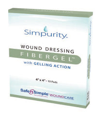 Safe N Simple Gel Dressing Simpurity™ Fibergel™ 4 X 5 Inch Rectangle 10 Count Sterile