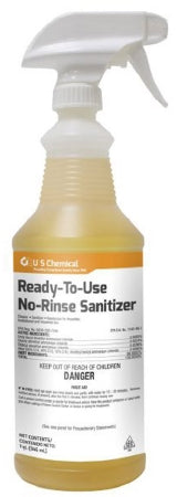 US Chemical RTU No-Rinse Sanitizer™ Surface Disinfectant Ammoniated Liquid 32 oz. Bottle Unscented NonSterile - M-1090737-3283 - Case of 6