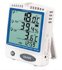 Cole-Parmer Inst. Hygrometer / Thermometer / Dew Point Meter with Alarm Traceable® 0° to 50°C Internal Sensor Multiple Mounting Options Battery Operated