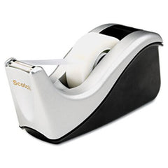 Scotch® Value Desktop Tape Dispenser, Attached 1" Core, Black/Silver