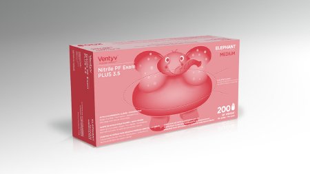 Ventyv Exam Glove Ventyv™ Plus 3.5 ELEPHANT Medium NonSterile Nitrile Standard Cuff Length Textured Fingertips Violet Chemo Tested - M-1091782-3910 - Box of 200