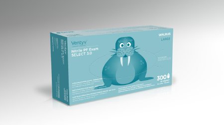 Ventyv Exam Glove Ventyv™ Select 3.0 WALRUS Large NonSterile Nitrile Standard Cuff Length Textured Fingertips Cobalt Blue Chemo Tested - M-1091793-3709 - Box of 300