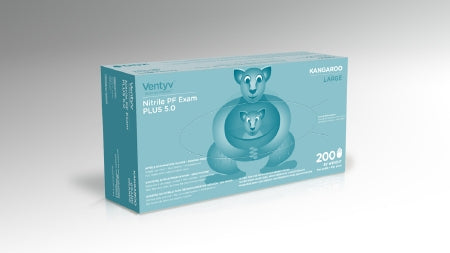 Ventyv Exam Glove Ventyv™ Plus 5.0 KANGAROO Large NonSterile Nitrile Standard Cuff Length Textured Fingertips Blue Chemo Tested - M-1091798-4284 - Case of 2000