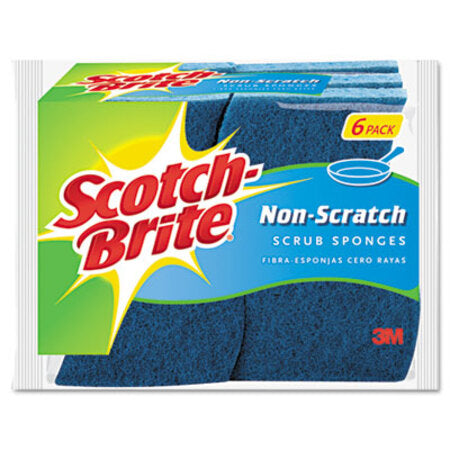 Scotch-Brite® Non-Scratch Multi-Purpose Scrub Sponge, 4 2/5 x 2 3/5, Blue, 6/Pack