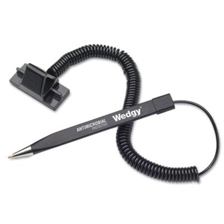MMF Industries™ Wedgy Antimicrobial Ballpoint Counter Pen w/Scabbard, 1mm, Blue Ink, Black Barrel