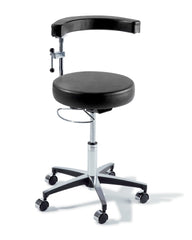 Midmark Air Lift Surgeon Stool Ritter® 279 Classic Series Backrest Air Lift, Pneumatic Height Adjustment, Hand Controlled, 8 Inch Hand Ring 5 Casters Mist