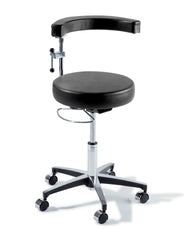 Midmark Air Lift Surgeon Stool Ritter® 279 Classic Series Backrest Air Lift, Pneumatic Height Adjustment, Hand Controlled, 8 Inch Hand Ring 5 Casters Obsidian