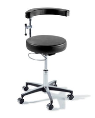 Midmark Air Lift Surgeon Stool Ritter® 279 Classic Series Backrest Air Lift, Pneumatic Height Adjustment, Hand Controlled, 8 Inch Hand Ring 5 Casters Ultrafree Harbor