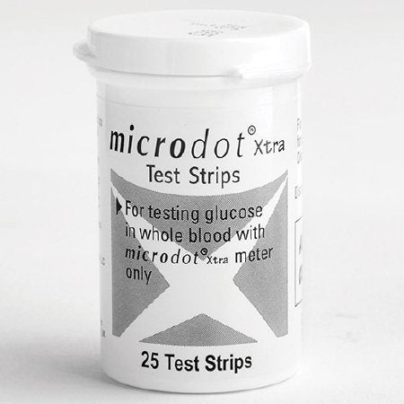 Cambridge Sensors USA Blood Glucose Test Strips Microdot® 25 Strips per Bottle Strip contains the enzyme glucose dehydrogenase For Microdot® Meters