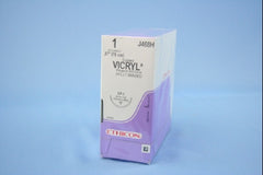 Suture with Needle Coated Vicryl Absorbable Coated Violet Suture Braided Polyglactin 910 Size 1 27 Inch Suture 1-Needle 36 mm Length 1/2 Circle Reverse Cutting Needle