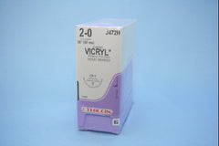 Suture with Needle Coated Vicryl Absorbable Coated Violet Suture Braided Polyglactin 910 Size 2 - 0 36 Inch Suture 1-Needle 36 mm Length 1/2 Circle Reverse Cutting Needle