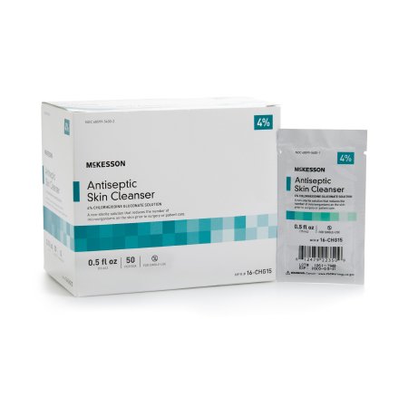 Antiseptic Skin Cleanser McKesson 15 mL Individual Packet 4% Strength CHG (Chlorhexidine Gluconate) / Isopropyl Alcohol NonSterile