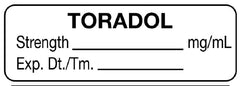 United Ad Label Drug Label UAL™ Anesthesia Label Toradol Strength_mg/mL Exp Dt tm_ White 1/2 X 1-1/2 Inch - M-1094445-3041 - Roll of 1