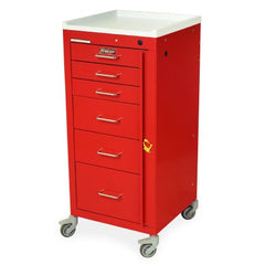 Harloff Emergency Cart Mini Line Steel 18 X 18 X 40 Inch Hammertone Blue (3) 3 Inch, (2) 6 Inch, (1) 9 Inch Drawers, 15 X 16.75 Inch Internal Drawer