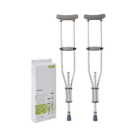 Underarm Crutches McKesson Aluminum Frame Youth / Adult / Tall Adult 300 lbs. Weight Capacity Push Button Adjustment