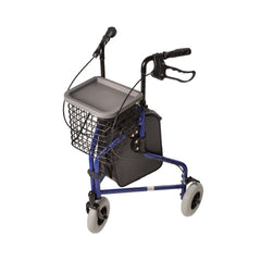 Mabis Healthcare 3 Wheel Rollator DMI® Royal Blue Folding Aluminum Frame