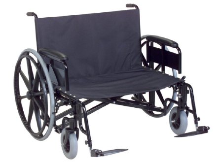 Graham-Field Bariatric Reclining Wheelchair Regency XL 2000 Heavy Duty Full Length Arm Removable Arm Style Swing-Away Elevating Legrest Black Upholstery 24 Inch Seat Width 700 lbs. Weight Capacity