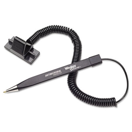 MMF Industries™ Wedgy Secure Antimicrobial Ballpoint Counter Pen w/Scabbard, 0.5mm, Black Ink/Barrel