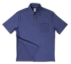 Narrative Apparel Polo Shirt Authored®Perfected Polo Medium Navy / Ensign Blue Stripe 1 Pocket Short Sleeve Male