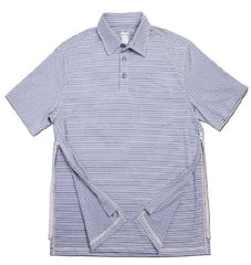 Narrative Apparel Polo Shirt Authored®Perfected Polo Large Navy / Khaki Stripe 1 Pocket Short Sleeve Male