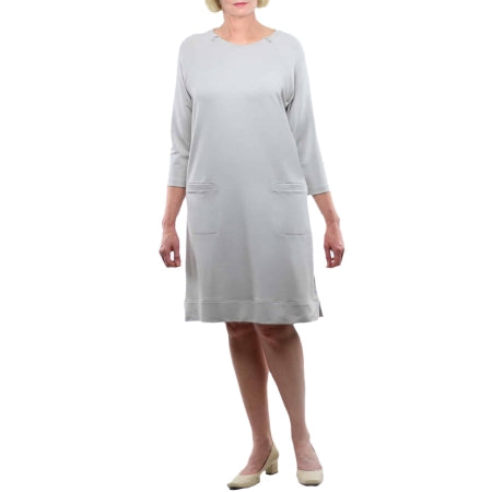 Narrative Apparel DRESS, KNIT DBL-ZIP 3/4SLEEVE HEATHER TAUPE WMNS MED D/S