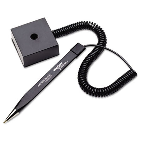 MMF Industries™ Wedgy Secure Antimicrobial Ballpoint Counter Pen w/Square Base, .5mm, Black Ink/Barrel