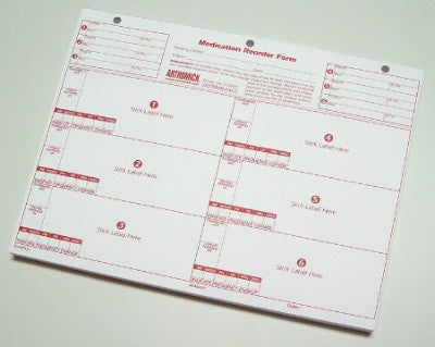 Dimension Medication Reorder Form - Pad Of 100 Sheets