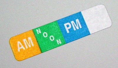 Select Series 7+ Time Bar Label - AM, Noon & PM - Roll Of 500