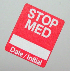 Stop Med Label - Red - Roll Of 250