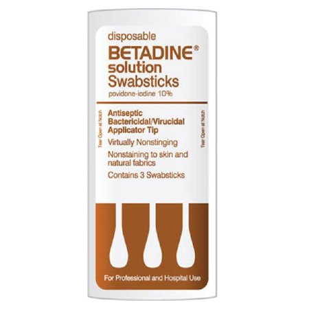 Emerson Healthcare Impregnated Swabstick Betadine® 10% Strength Povidone-Iodine Individual Packet NonSterile