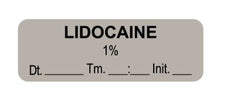 United Ad Label Drug Label UAL™ Anesthesia Label Lidocaine 1% Dt tm int_ Gray 1/2 X 1-1/2 Inch - M-1101035-4687 - Roll of 1