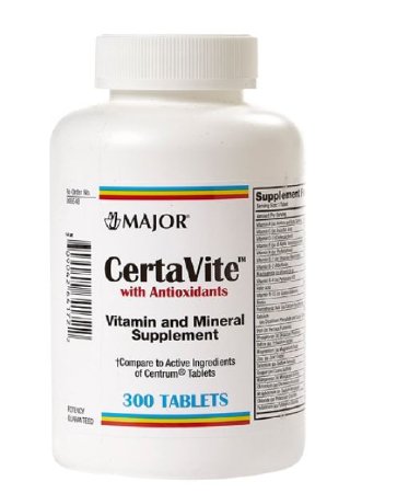 Major Pharmaceuticals Multivitamin Supplement Major® Vitamin A / Asorbic Acid / Vitamin K 3500 IU - 600 mg - 400 IU Strength Tablet 300 per Bottle
