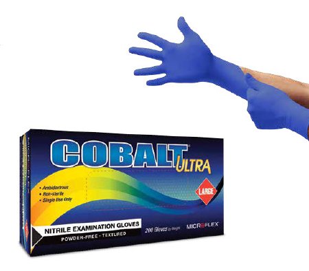 Microflex Medical Exam Glove Cobalt® Ultra Small NonSterile Nitrile Standard Cuff Length Textured Fingertips Blue Not Chemo Approved - M-1102142-1469 - Case of 2000