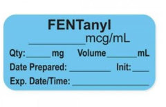 Precision Dynamics Drug Label PDC® Anesthesia Label FentanyL_mcg_mL Date_Time_Int Blue 1/2 X 1-1/2 Inch - M-1103079-2229 - Roll of 1