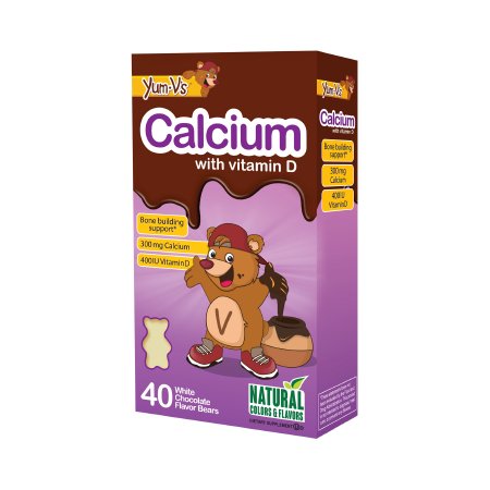 Joint Health Supplement YumV's™ Calcium / Vitamin D 300 mg - 400 IU Strength Gummy 40 per Box White Chocolate Flavor