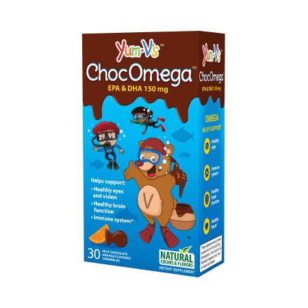 Children's Multivitamin Supplement YumV's™ ChocoMega™ 150 mg Strength Chewable Tablet 30 per Box Milk Chocolate Orange Flavor