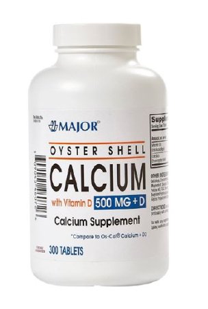 Major Pharmaceuticals Joint Health Supplement Major® Calcium / Vitamin D 500 mg - 200 IU Strength Tablet 300 per Bottle