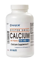Major Pharmaceuticals Joint Health Supplement Major® Calcium / Vitamin D 500 mg - 200 IU Strength Tablet 300 per Bottle