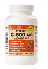 Major Pharmaceuticals Vitamin C Supplement Major® Ascorbic Acid 500 mg Strength Tablet 300 per Bottle