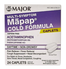 Major Pharmaceuticals Cold and Cough Relief Mapap® 325 mg - 10 mg - 5 mg Strength Caplet 24 per Box