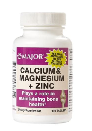 Joint Health Supplement Major® Calcium / Magnesium / Zinc 334 mg Strength Tablet 100 per Bottle