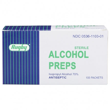Major Pharmaceuticals Alcohol Prep Pad Rugby® 70% Strength Isopropyl Alcohol Individual Packet Sterile
