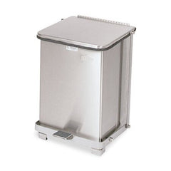 Rubbermaid® Commercial Defenders Biohazard Step Can, Square, Steel, 4 gal, Stainless Steel