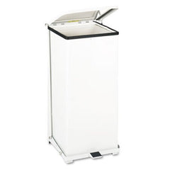 Rubbermaid® Commercial Defenders Biohazard Step Can, Square, Steel, 13 gal, White
