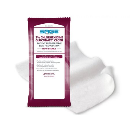 Sage Products Surgical Scrub Wipe Sage® 6 Count Soft Pack 2% Strength CHG (Chlorhexidine Gluconate) NonSterile