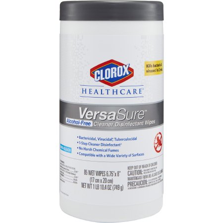 The Clorox Company Clorox Healthcare® VersaSure™ Surface Disinfectant Cleaner Premoistened Wipe 85 Count Canister Disposable Scented NonSterile - M-1110729-3024 - Case of 6